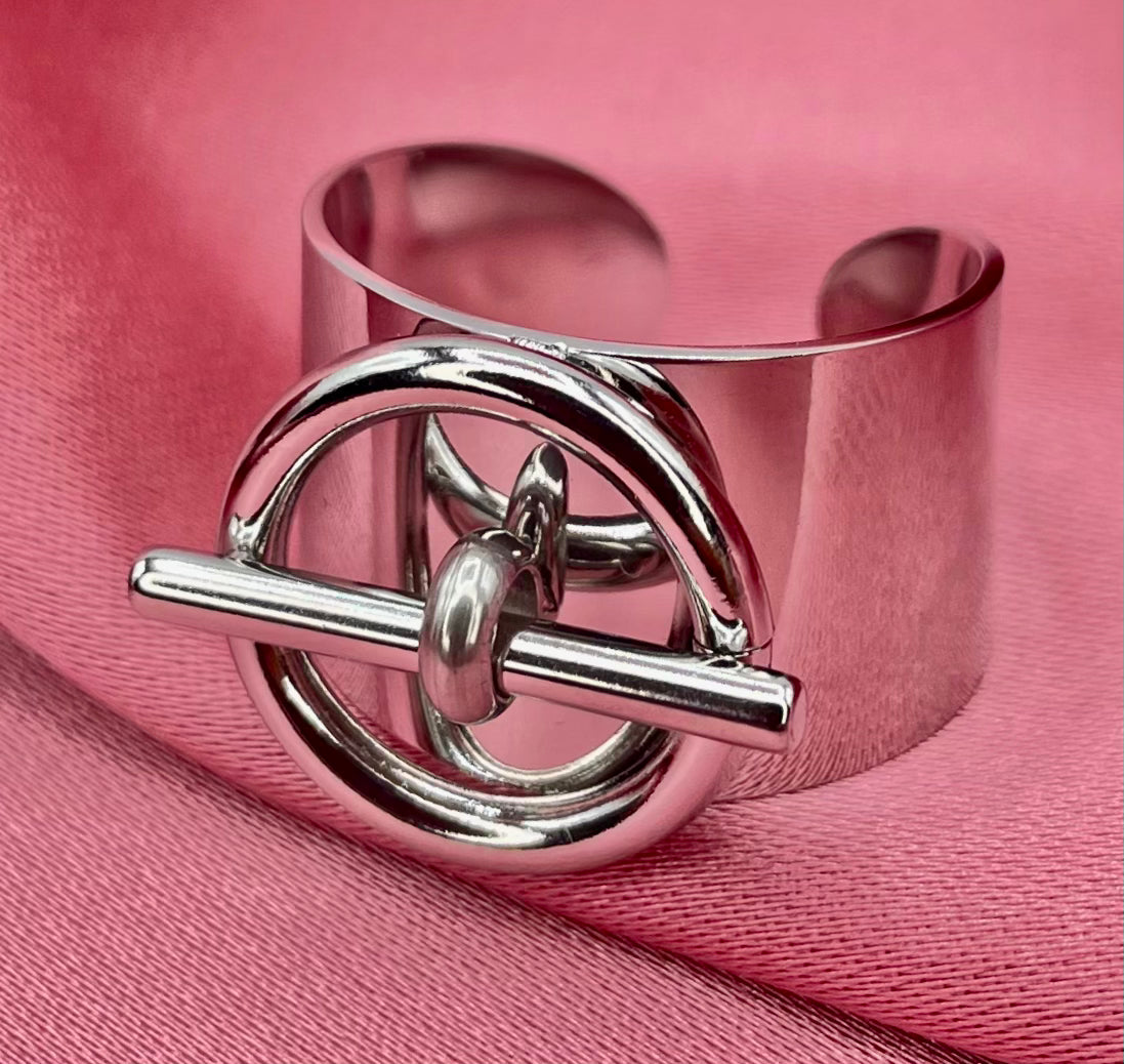 Bouclier Argenté | Bague en acier inoxydable