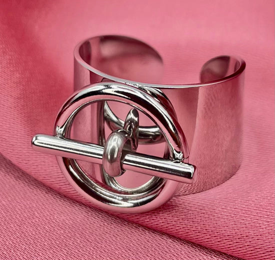 Bouclier Argenté | Bague en acier inoxydable