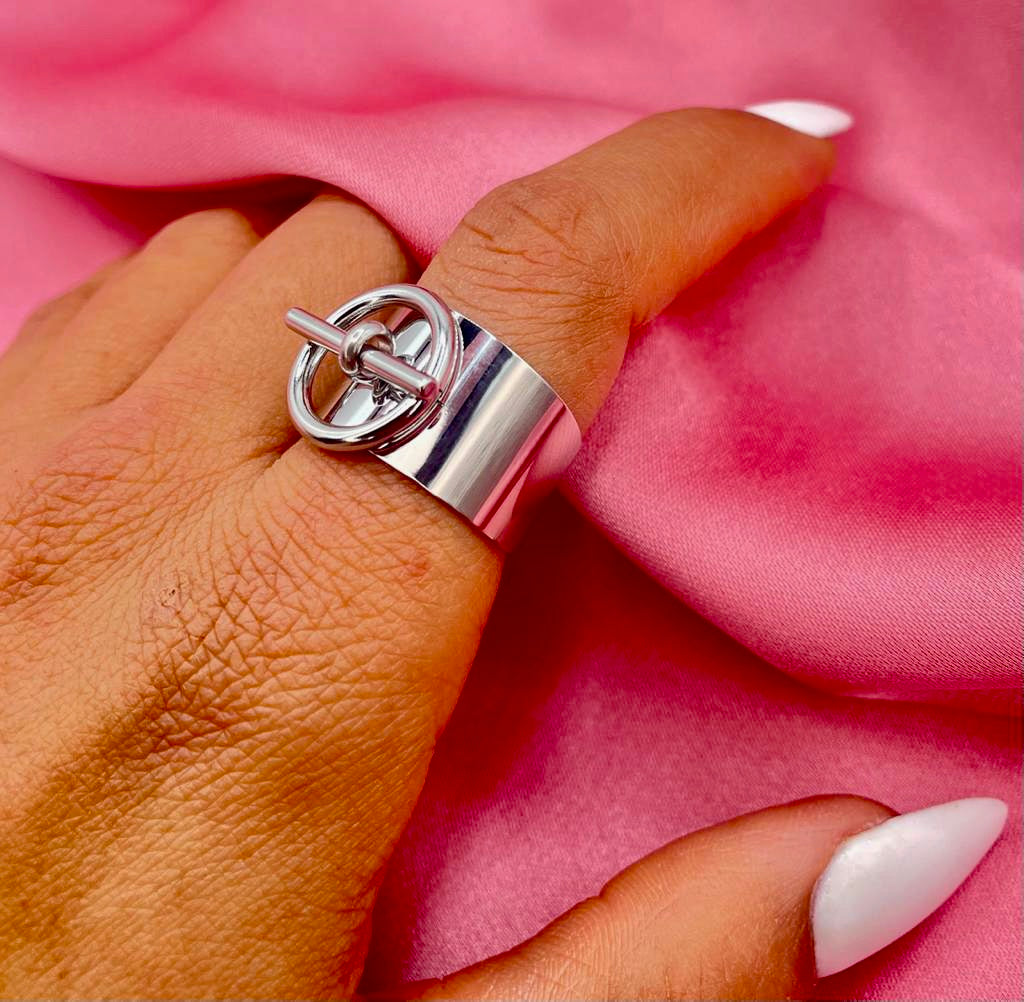Bouclier Argenté | Bague en acier inoxydable